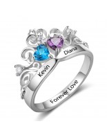 Birthstone Ring, Sterling Silver Personalized Engravable Ring JEWJORI102878